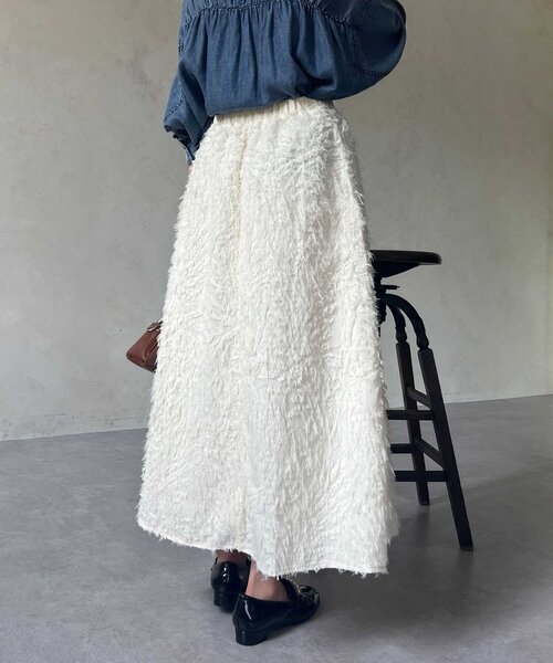 Chez toi（シェトワ）の「ジャガードフレアスカート（スカート・レディース・アイボリー/ブラック/グリーン・FREE）」の12枚目の写真