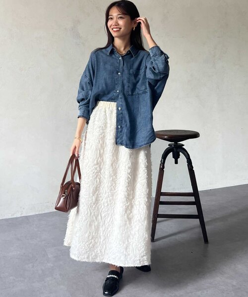 Chez toi（シェトワ）の「ジャガードフレアスカート（スカート・レディース・アイボリー/ブラック/グリーン・FREE）」の14枚目の写真