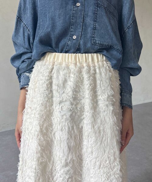 Chez toi（シェトワ）の「ジャガードフレアスカート（スカート・レディース・アイボリー/ブラック/グリーン・FREE）」の17枚目の写真