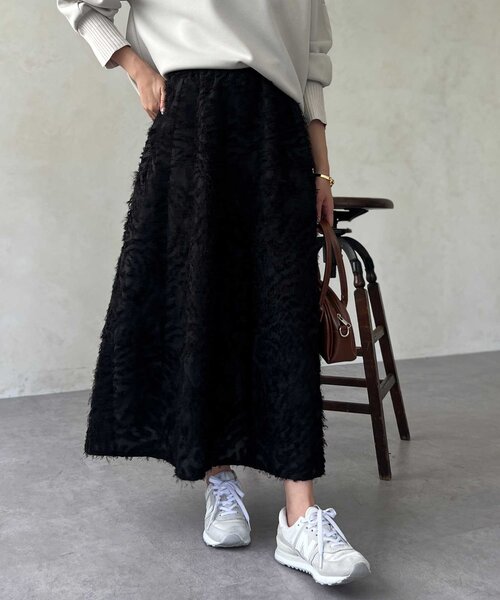 Chez toi（シェトワ）の「ジャガードフレアスカート（スカート・レディース・アイボリー/ブラック/グリーン・FREE）」の22枚目の写真