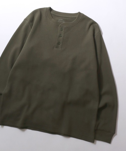 SITRY（シトリー）の「2026SS新色 Organic Cotton Thermal/オーガニックコットン サーマル ワッフル クルーネック ヘンリーネック ロンT 長袖Tシャツ（Tシャツ/カットソー・メンズ・ブラック/グレー/アイボリー/カーキブラウン/オフホワイト/ベージュ/グレー系その他/ホワイト系その他/ブラック系その他/カーキ/グレイッシュベージュ/オリーブ/ホワイト/サックスブルー・LL/M/L）」の12枚目の写真
