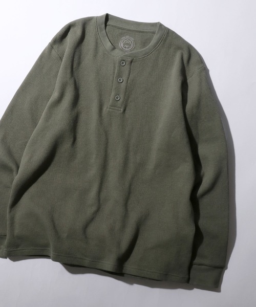 SITRY（シトリー）の「2026SS新色 Organic Cotton Thermal/オーガニックコットン サーマル ワッフル クルーネック ヘンリーネック ロンT 長袖Tシャツ（Tシャツ/カットソー・メンズ・ブラック/グレー/アイボリー/カーキブラウン/オフホワイト/ベージュ/グレー系その他/ホワイト系その他/ブラック系その他/カーキ/グレイッシュベージュ/オリーブ/ホワイト/サックスブルー・LL/M/L）」の13枚目の写真