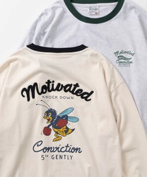 【POWER TO THE PEOPLE/パワー トゥザ ピープル】キャラクター＆スープ缶 レトロイラスト プリント＋刺繍MIXデザイン ロングスリーブTシャツ/ロンT/【リンガー/ラグラン】