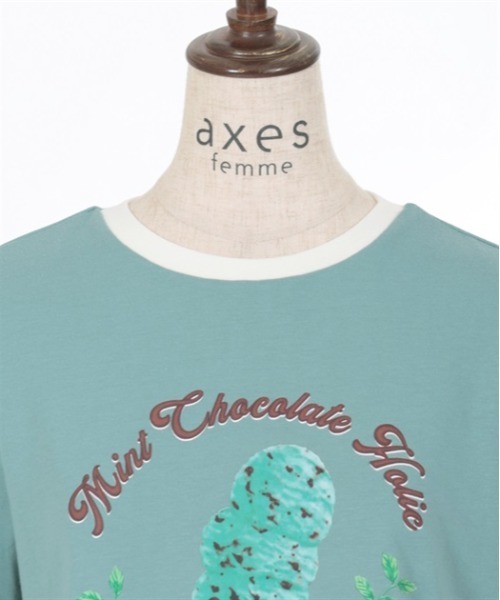 axes femme（アクシーズファム）の「チョコミントプリントＴシャツ（Tシャツ/カットソー・レディース・ホワイト/ミント・FREE）」の10枚目の写真