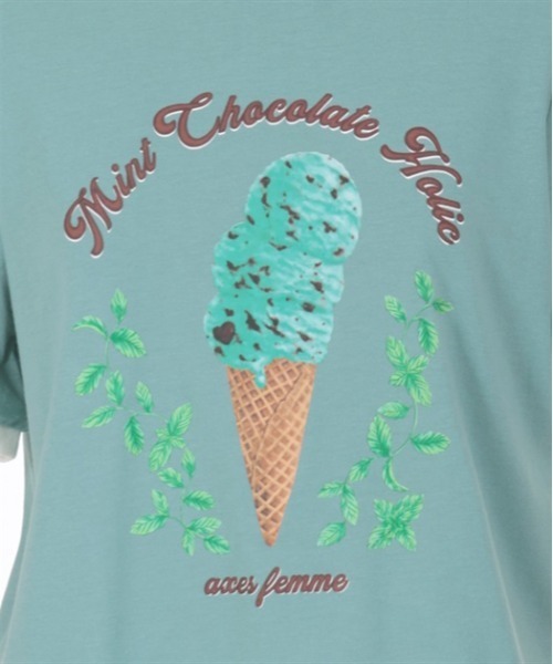 axes femme（アクシーズファム）の「チョコミントプリントＴシャツ（Tシャツ/カットソー・レディース・ホワイト/ミント・FREE）」の11枚目の写真