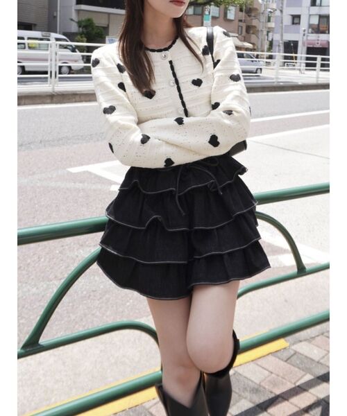 dazzlin(ダズリン)の「ハートジャカードカーデトップス(カーディガン/ボレロ・レディース・グレー/ブラック/アイボリー/オフホワイト・FREE)」の10枚目の写真