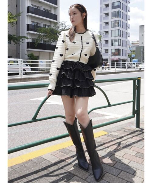 dazzlin(ダズリン)の「ハートジャカードカーデトップス(カーディガン/ボレロ・レディース・グレー/ブラック/アイボリー/オフホワイト・FREE)」の12枚目の写真