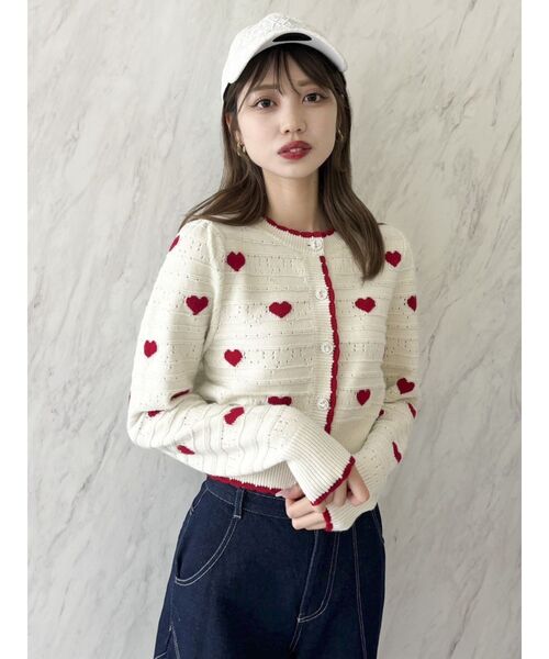 dazzlin(ダズリン)の「ハートジャカードカーデトップス(カーディガン/ボレロ・レディース・グレー/ブラック/アイボリー/オフホワイト・FREE)」の19枚目の写真