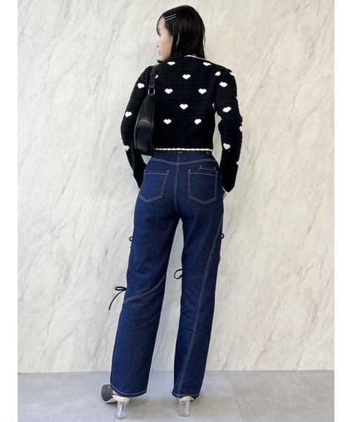 dazzlin（ダズリン）の「ハートジャカードカーデトップス（カーディガン/ボレロ・レディース・グレー/ブラック/アイボリー/オフホワイト・FREE）」の5枚目の写真