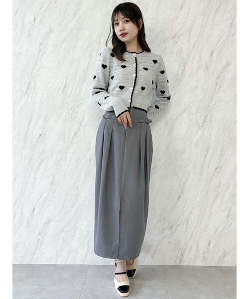 dazzlin（ダズリン）の「ハートジャカードカーデトップス（カーディガン/ボレロ・レディース・グレー/ブラック/アイボリー/オフホワイト・FREE）」の9枚目の写真