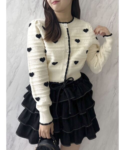 dazzlin（ダズリン）の「ハートジャカードカーデトップス（カーディガン/ボレロ・レディース・グレー/ブラック/アイボリー/オフホワイト・FREE）」の10枚目の写真