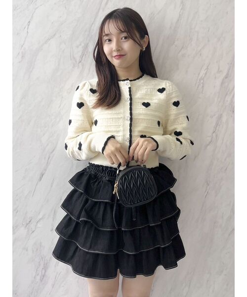 dazzlin（ダズリン）の「ハートジャカードカーデトップス（カーディガン/ボレロ・レディース・グレー/ブラック/アイボリー/オフホワイト・FREE）」の11枚目の写真