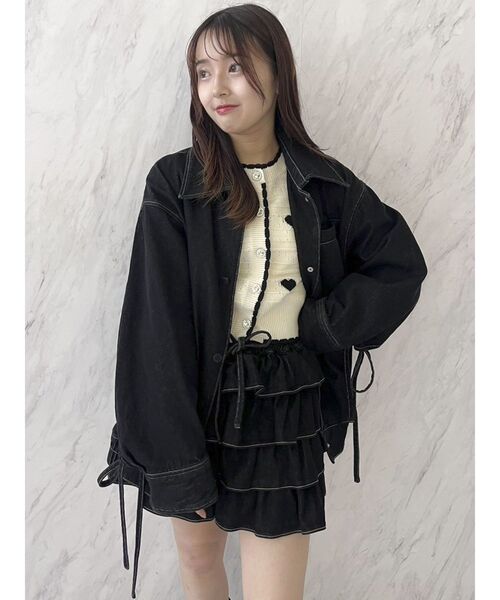 dazzlin（ダズリン）の「ハートジャカードカーデトップス（カーディガン/ボレロ・レディース・グレー/ブラック/アイボリー/オフホワイト・FREE）」の13枚目の写真