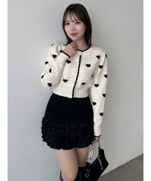 dazzlin（ダズリン）の「ハートジャカードカーデトップス（カーディガン/ボレロ・レディース・グレー/ブラック/アイボリー/オフホワイト・FREE）」の16枚目の写真