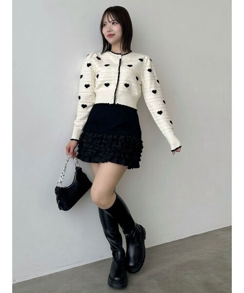 dazzlin（ダズリン）の「ハートジャカードカーデトップス（カーディガン/ボレロ・レディース・グレー/ブラック/アイボリー/オフホワイト・FREE）」の17枚目の写真