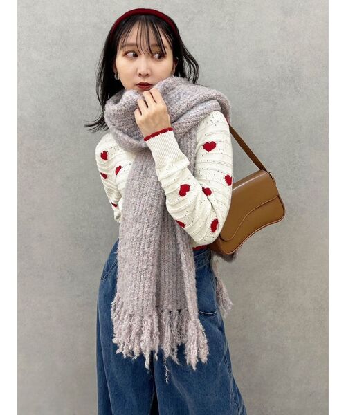 dazzlin（ダズリン）の「ハートジャカードカーデトップス（カーディガン/ボレロ・レディース・グレー/ブラック/アイボリー/オフホワイト・FREE）」の19枚目の写真