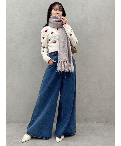 dazzlin（ダズリン）の「ハートジャカードカーデトップス（カーディガン/ボレロ・レディース・グレー/ブラック/アイボリー/オフホワイト・FREE）」の20枚目の写真