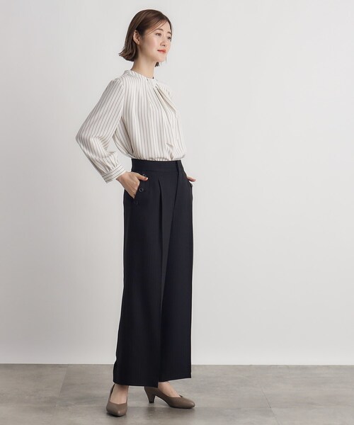 grove（グローブ）の「◆ドビーストライプマリンワイドパンツ（その他パンツ・レディース・グレー系その他3/ブラック/ブラウン系3・02/03/01/04/05）」の6枚目の写真
