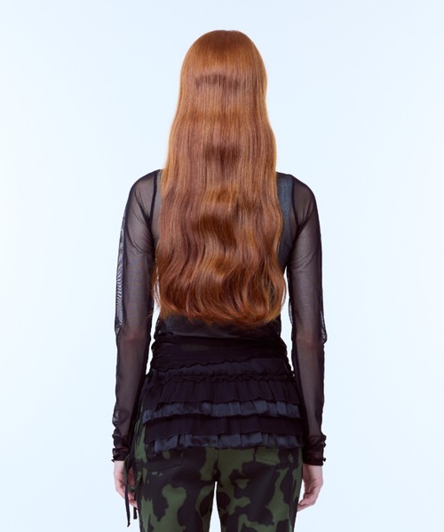 LUVISTRUE(ラヴイズトゥルー)の「PA SEE-THROUGH RIBBON TOP(Tシャツ/カットソー・レディース・ブラック/ホワイト・FREE)」の5枚目の写真