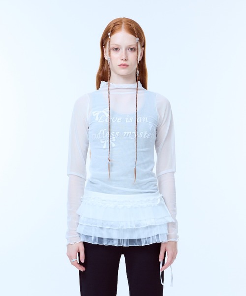 LUVISTRUE(ラヴイズトゥルー)の「PA SEE-THROUGH RIBBON TOP(Tシャツ/カットソー・レディース・ブラック/ホワイト・FREE)」の8枚目の写真