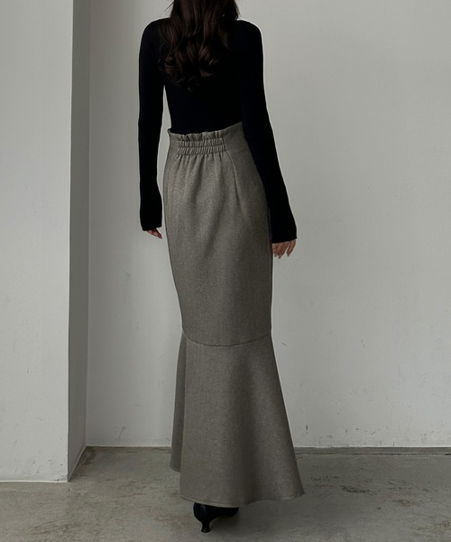 セール】裏起毛ハイウエストヘリンボーンスリットマーメイドスカート