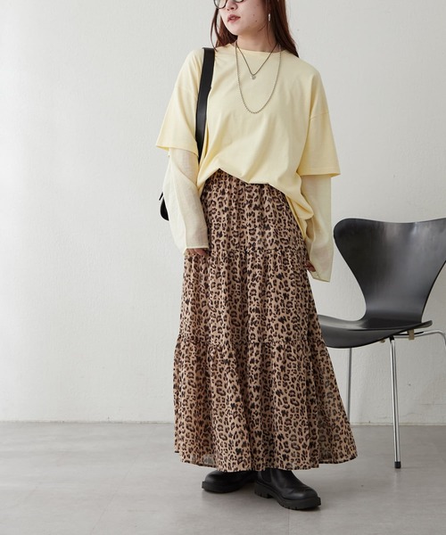 Remind me and forever(リマインドミーアンドフォーエバー)の「シルケット風レイヤードプルオーバー(Tシャツ/カットソー・レディース・グレー/チャコールグレー/イエロー・FREE)」の11枚目の写真