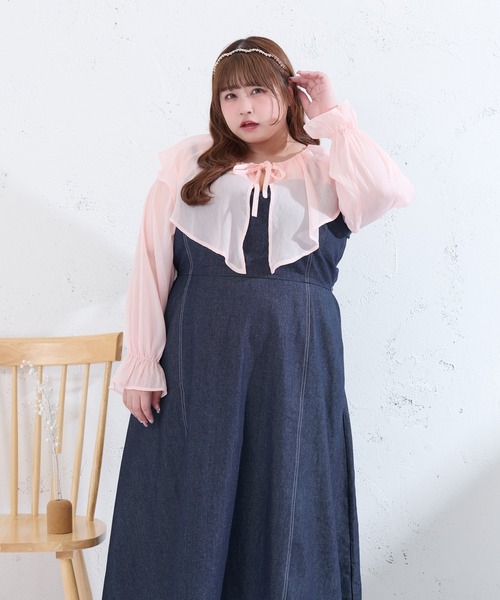 Louiosy(ルオシー)の「【大きいサイズ】ラメシアーリボンラッフルブラウス(シャツ/ブラウス・レディース・ライトピンク/ライトイエロー・3L/4L)」の22枚目の写真