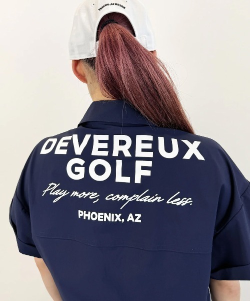 美品★デヴァローゴルフ オーバーサイズDGジャンプスーツ ネイビー S セール】DEVEREUX LADIES オーバーサイズJスーツ（つなぎ
