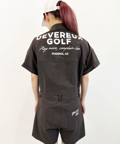 美品★デヴァローゴルフ オーバーサイズDGジャンプスーツ ネイビー S セール】DEVEREUX LADIES オーバーサイズJスーツ（つなぎ