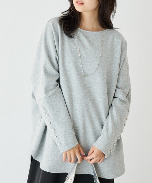 LAVEANGE（ラビアンジェ）の「【洗える】パール釦ドルマンプルオーバー（Tシャツ/カットソー・レディース・ブラック/オフホワイト/グレー・M/LL/3L/4L/5L）」の14枚目の写真