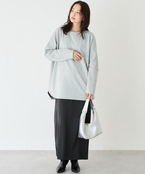 LAVEANGE（ラビアンジェ）の「【洗える】パール釦ドルマンプルオーバー（Tシャツ/カットソー・レディース・ブラック/オフホワイト/グレー・M/LL/3L/4L/5L）」の18枚目の写真