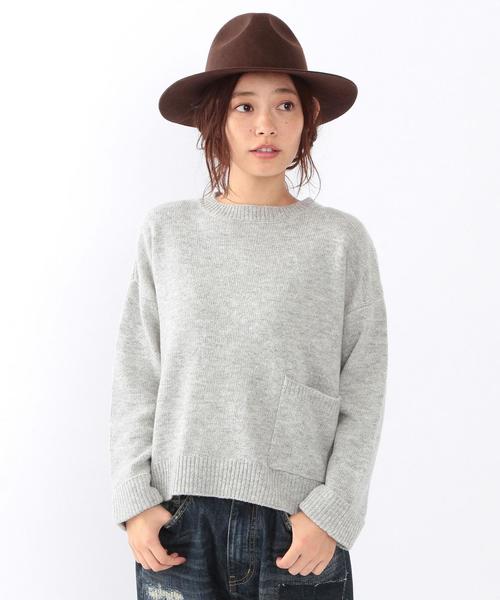 Another Edition(アナザーエディション)の「★★ポケットクルーネックニットプルオーバー/ AEBC W/N POC C/N PO◆(ニット/セーター・レディース・ホワイト/ライトグレー/オリーブ/ブラック・フリー)」の3枚目の写真