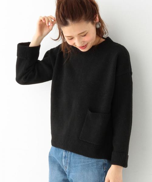 Another Edition(アナザーエディション)の「★★ポケットクルーネックニットプルオーバー/ AEBC W/N POC C/N PO◆(ニット/セーター・レディース・ホワイト/ライトグレー/オリーブ/ブラック・フリー)」の1枚目の写真