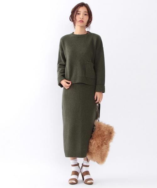 Another Edition(アナザーエディション)の「★★ポケットクルーネックニットプルオーバー/ AEBC W/N POC C/N PO◆(ニット/セーター・レディース・ホワイト/ライトグレー/オリーブ/ブラック・フリー)」の9枚目の写真