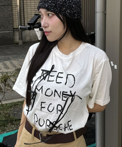 madrepadre(マドレパドレ)の「リボンデザインワードプリント半袖Tシャツ(Tシャツ/カットソー・レディース・ブラック/ホワイト・MEDIUM)」の7枚目の写真