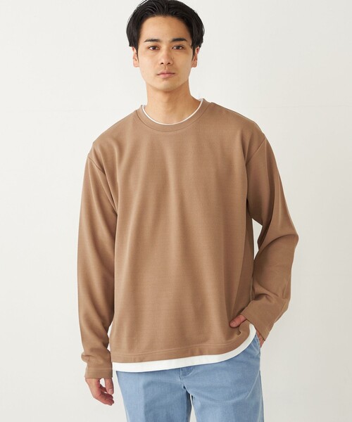SHIPS Colors（シップス カラーズ）の「SHIPS Colors:フクレジャカード フェイクレイヤード トップス（Tシャツ/カットソー・メンズ・ベージュ/ネイビー/グレー・MEDIUM/LARGE/X-LARGE）」の3枚目の写真