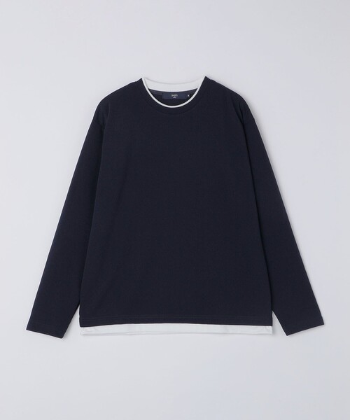 SHIPS Colors（シップス カラーズ）の「SHIPS Colors:フクレジャカード フェイクレイヤード トップス（Tシャツ/カットソー・メンズ・ベージュ/ネイビー/グレー・MEDIUM/LARGE/X-LARGE）」の6枚目の写真
