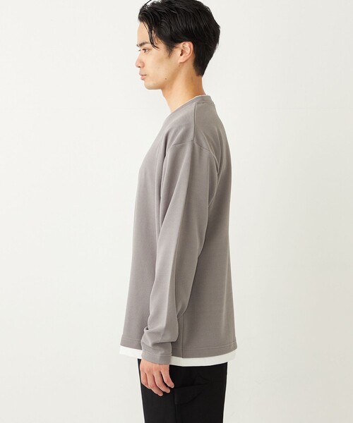 SHIPS Colors（シップス カラーズ）の「SHIPS Colors:フクレジャカード フェイクレイヤード トップス（Tシャツ/カットソー・メンズ・ベージュ/ネイビー/グレー・MEDIUM/LARGE/X-LARGE）」の16枚目の写真