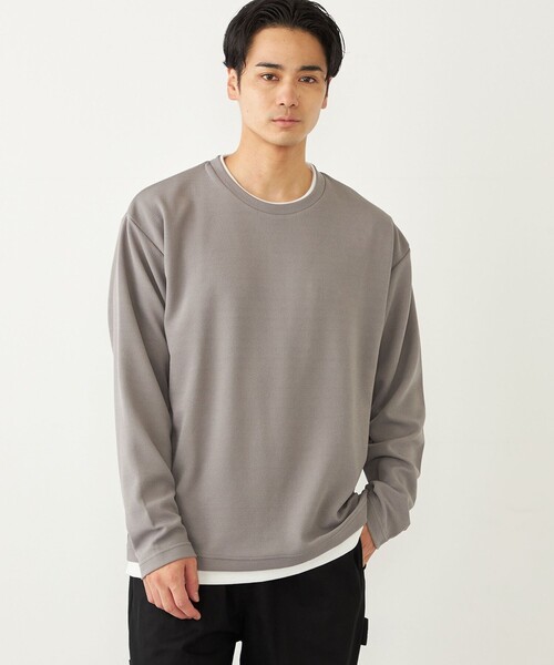 SHIPS Colors（シップス カラーズ）の「SHIPS Colors:フクレジャカード フェイクレイヤード トップス（Tシャツ/カットソー・メンズ・ベージュ/ネイビー/グレー・MEDIUM/LARGE/X-LARGE）」の22枚目の写真
