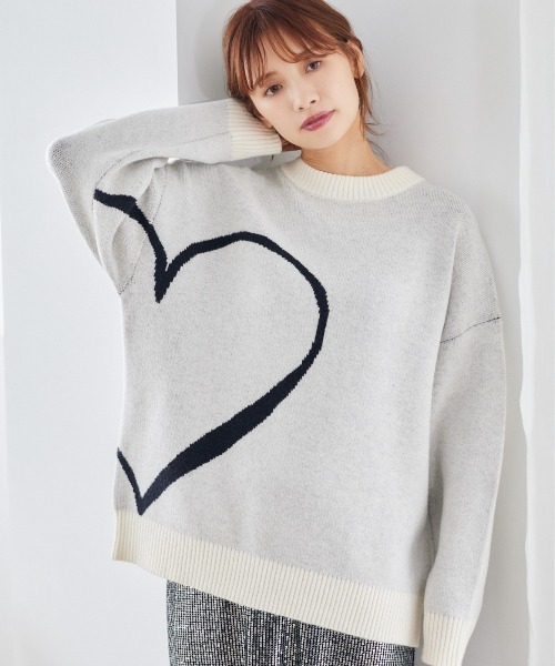 BIGハートジャカードニットプルオーバー 144237（ニット/セーター