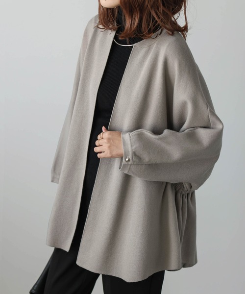 Lajour（ラジュール）の「日本製 ハイゲージニットカーディガン（カーディガン/ボレロ・レディース・グレイッシュベージュ/ブラック/ネイビー・フリー）」の6枚目の写真