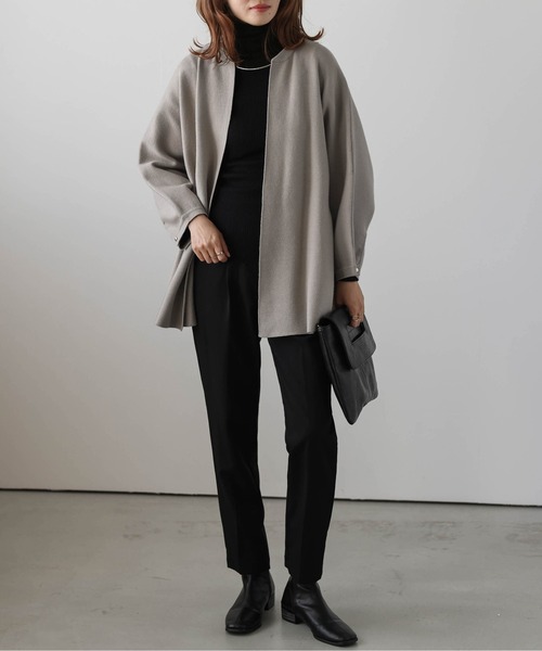 Lajour（ラジュール）の「日本製 ハイゲージニットカーディガン（カーディガン/ボレロ・レディース・グレイッシュベージュ/ブラック/ネイビー・フリー）」の5枚目の写真