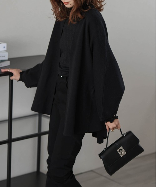 Lajour（ラジュール）の「日本製 ハイゲージニットカーディガン（カーディガン/ボレロ・レディース・グレイッシュベージュ/ブラック/ネイビー・フリー）」の15枚目の写真