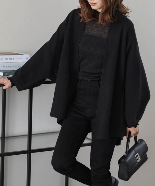 Lajour（ラジュール）の「日本製 ハイゲージニットカーディガン（カーディガン/ボレロ・レディース・グレイッシュベージュ/ブラック/ネイビー・フリー）」の11枚目の写真