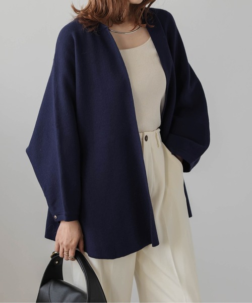 Lajour（ラジュール）の「日本製 ハイゲージニットカーディガン（カーディガン/ボレロ・レディース・グレイッシュベージュ/ブラック/ネイビー・フリー）」の19枚目の写真