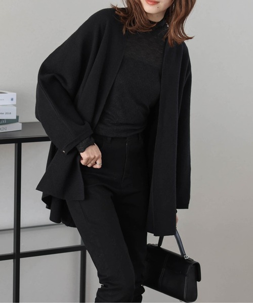 Lajour（ラジュール）の「日本製 ハイゲージニットカーディガン（カーディガン/ボレロ・レディース・グレイッシュベージュ/ブラック/ネイビー・フリー）」の9枚目の写真