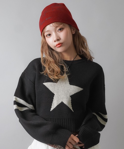 SPINNS（スピンズ）の「手書きロゴ ショートビーニー（ニットキャップ/ビーニー・レディース・レッド/ブラック・ONESIZE）」の13枚目の写真