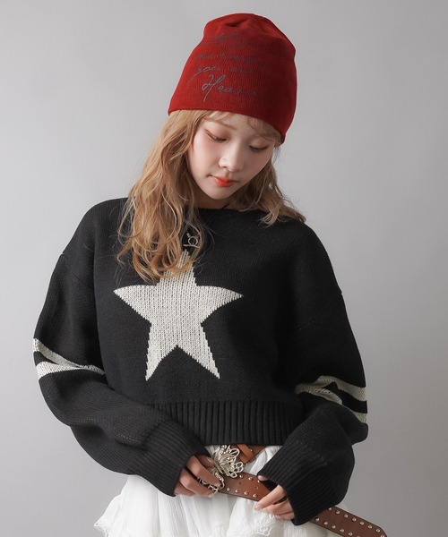 SPINNS（スピンズ）の「手書きロゴ ショートビーニー（ニットキャップ/ビーニー・レディース・レッド/ブラック・ONESIZE）」の14枚目の写真