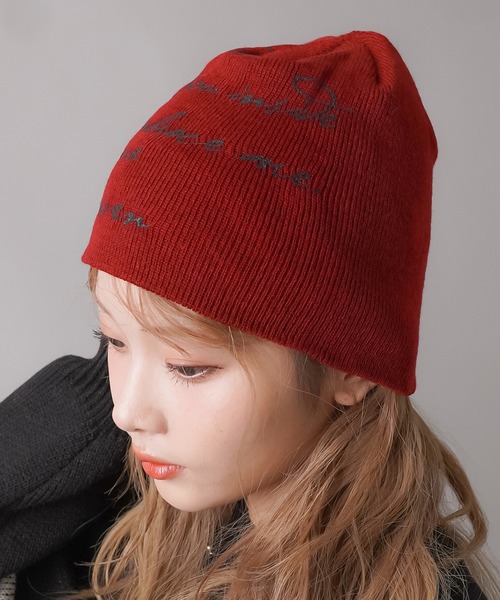 SPINNS（スピンズ）の「手書きロゴ ショートビーニー（ニットキャップ/ビーニー・レディース・レッド/ブラック・ONESIZE）」の11枚目の写真
