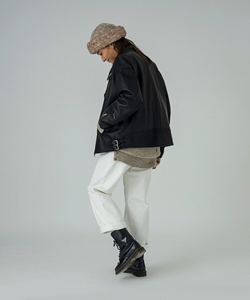 FREAK'S STORE（フリークスストア）の「HAND KNIT FUR WT（ニットキャップ/ビーニー・レディース・ブラック/ベージュ・ONE SIZE）」の6枚目の写真